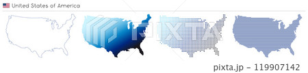 USA, United States of America - geometrical country shape 119907142