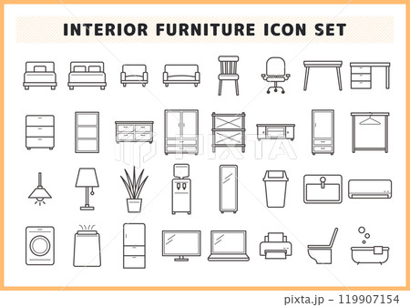 インテリア家具アイコン素材セット 119907154