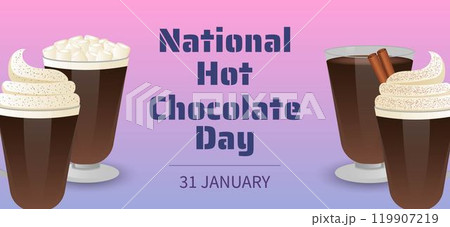 National Hot Chocolate Day. Poster, banner, flyer, playbill. National Hot Chocolate Day. Poster, banner, flyer, playbill. 119907219