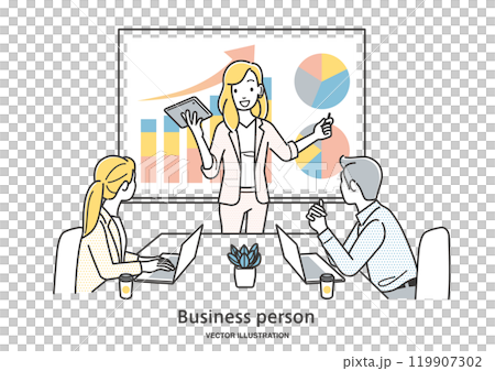 プレゼンをする女性会社員 119907302