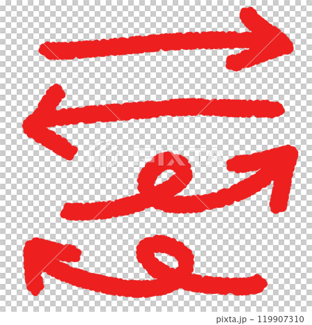 ペンで書いた手描き風の矢印の赤いイラストあしらいセット 119907310