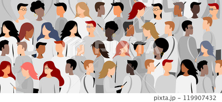 Man and woman silhouettes with different appearance - diversity concept - vector illustration 119907432