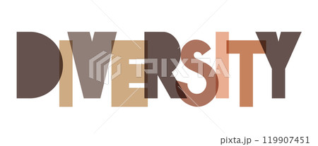 Colorful diversity word on white background - typographical concept - vector illustration 119907451