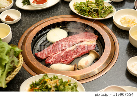 Korean barbecue. Korean beef sirloin Korean barbecue. Korean beef sirloin 119907554