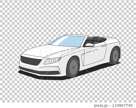 白色のオープンカーのイラスト 白色のオープンカーのイラスト 119907740