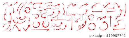 シンプルなペンの手書きの矢印セット ベクター 赤 119907741