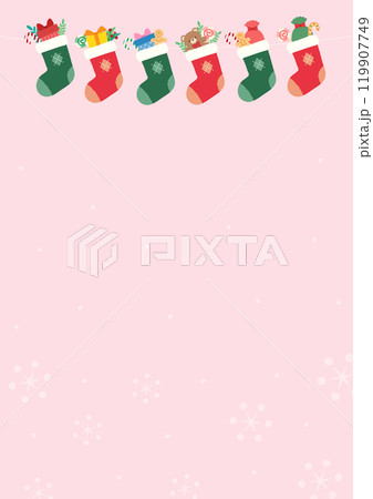 クリスマスプレゼントの入った靴下の背景素材17 クリスマスプレゼントの入った靴下の背景素材17 119907749