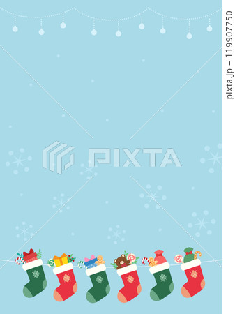 クリスマスプレゼントの入った靴下の背景素材18 クリスマスプレゼントの入った靴下の背景素材18 119907750