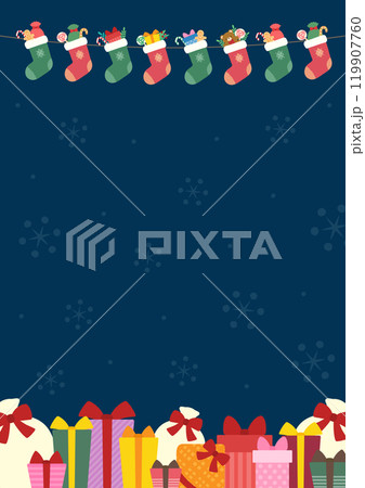 クリスマスプレゼントの入った靴下の背景素材09 クリスマスプレゼントの入った靴下の背景素材09 119907760