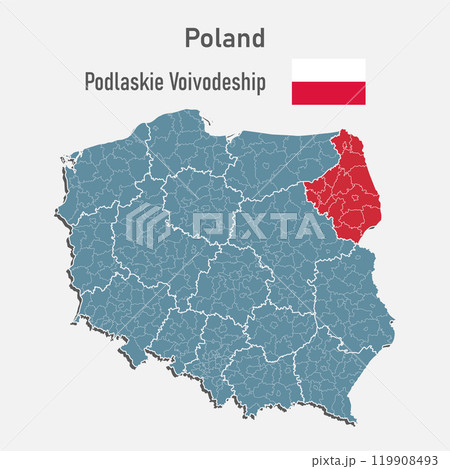 Vector map Poland, Podlaskie voivodeship 119908493