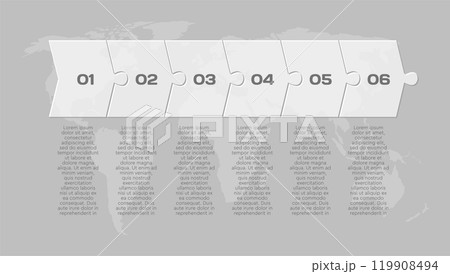 Six piece line infographic jigsaw puzzle process Six piece line infographic jigsaw puzzle process 119908494
