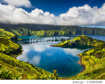 green lake in the mountains 119908866