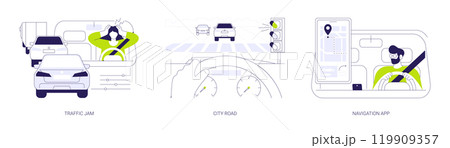 City traffic abstract concept vector illustrations. 119909357