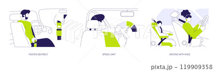 Car safety abstract concept vector illustrations. 119909358