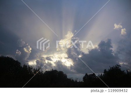 The sky is blue with clouds, beautiful by nature. The sky is blue with clouds, beautiful by nature. 119909432