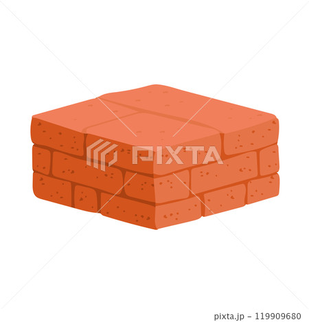 Red bricks in stack in flat design. Building materials at construction site. Vector illustration isolated. 119909680