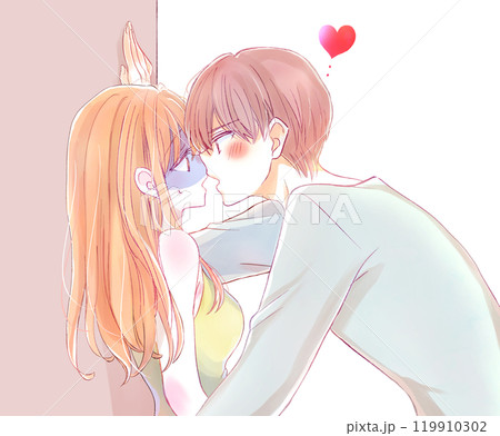 壁ドンをする男女　引く 119910302