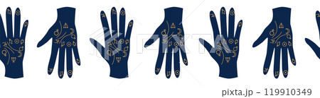 Horizontal border, set Magic and heavens seamless pattern, with magical elements 119910349