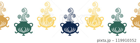 Horizontal border, set Magic and heavens seamless pattern, with magical elements 119910352