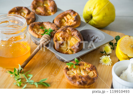 cooked cottage cheese muffins with quince and honey cooked cottage cheese muffins with quince and honey 119910493