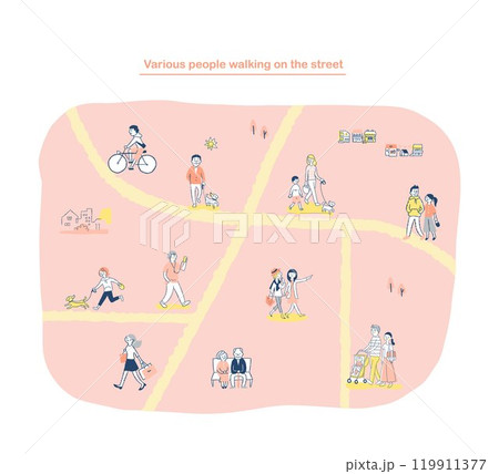 道を歩いているさまざまな人々 23 道を歩いているさまざまな人々 23 119911377