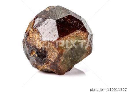 Macro stone Grossular mineral on white background Macro stone Grossular mineral on white background 119911597