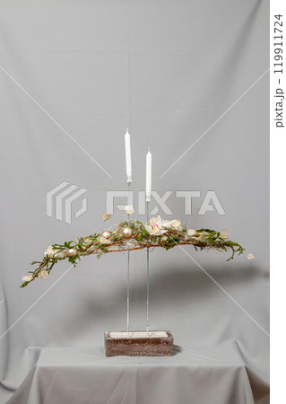 Christmas composition of flowers and Christmas decorations Christmas composition of flowers and Christmas decorations 119911724