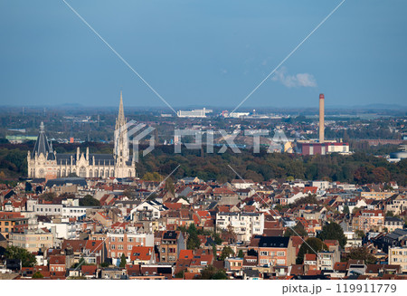 High angle panorama over the Our Lady of Laeken church in Brussels Capital Region, Belgium, OCT 24, 2024 119911779
