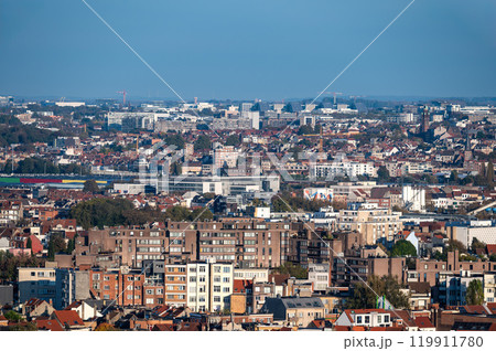 High angle panorama over the municipality of Laeken, Brussels Capital Region, Belgium, OCT 24, 2024 119911780