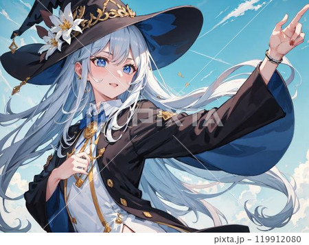 前方を指差す魔法使いの少女 前方を指差す魔法使いの少女 119912080