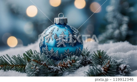 Christmas decoration frosty blue and silver snowy surface Christmas decoration frosty blue and silver snowy surface 119912346