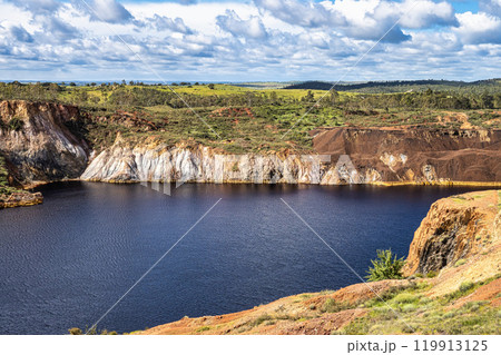 The abandoned Mine in Minas de Sao Domingos Village in Alentejo Portugal. 119913125