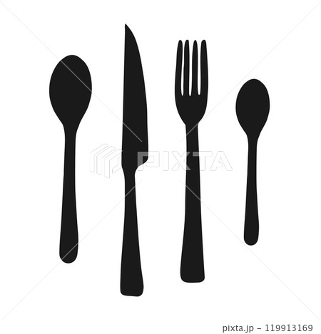 Vector hand drawn cutlery silhouette 119913169