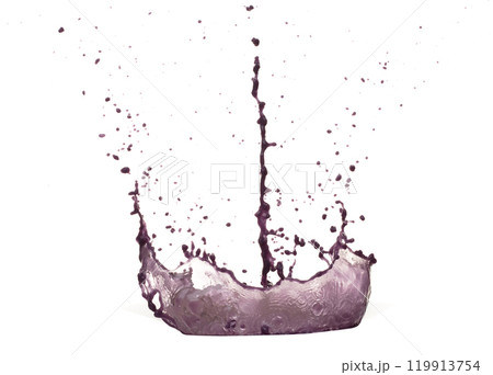 Grape acai purple Juice pouring and splash as crown water. Grape acai purple Juice explode bubble splash in mid air. Purple liquid element water. White background isolated photography Grape acai purple Juice pouring and splash as crown water. Grape acai purple Juice explode bubble splash in mid air. Purple liquid element water. White background isolated photography 119913754