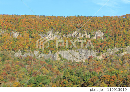 秋山郷の秋　屏風岩 119913919