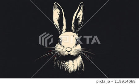 ミニマルでシャープな白ウサギのイラスト ミニマルでシャープな白ウサギのイラスト 119914069