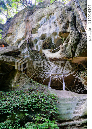 巨岩と鳥居（縦） 119914503