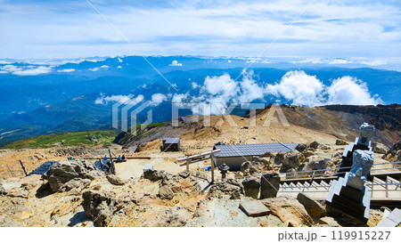 秋の御嶽山登山:剣ヶ峰から王滝頂上・田の原方面の眺め 秋の御嶽山登山:剣ヶ峰から王滝頂上・田の原方面の眺め 119915227