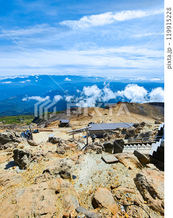 秋の御嶽山登山:剣ヶ峰から王滝頂上・田の原方面の眺め 秋の御嶽山登山:剣ヶ峰から王滝頂上・田の原方面の眺め 119915228
