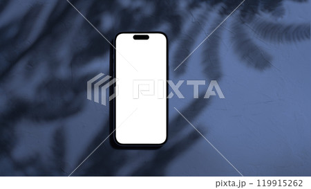 観葉植物の影のある空間に置かれたスマートフォン 観葉植物の影のある空間に置かれたスマートフォン 119915262