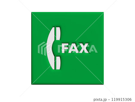 ファックス 緑色の安全マークのFAXの3Dイラスト アイコン素材　ピクトグラム 119915306