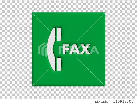 ファックス 緑色の安全マークのFAXの3Dイラスト アイコン素材　ピクトグラム 119915306