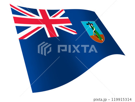Montserrat waving flag graphic with clipping path 119915314