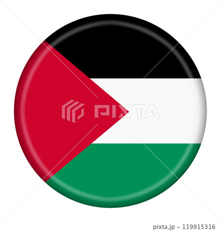 Palestine flag button 3d illustration with clipping path Palestine flag button 3d illustration with clipping path 119915316