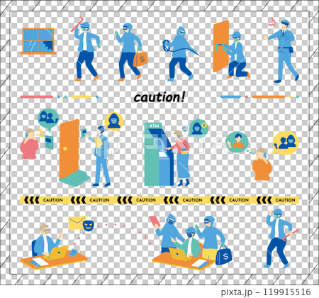 預防犯罪插畫素材合集 119915516