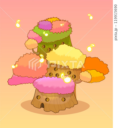 It has a warm atmosphere with autumn leaves and sunset light, and creates a cheerful image with notes It has a warm atmosphere with autumn leaves and sunset light, and creates a cheerful image with notes 119915690