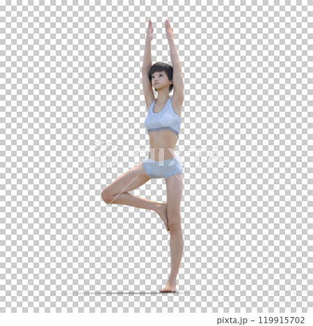 ポーズする白い水着の女性　CG 3DCG  119915702