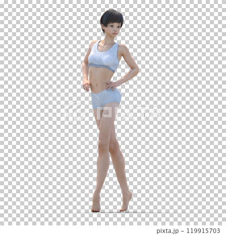 Woman posing in a white swimsuit CG 3DCG Woman posing in a white swimsuit CG 3DCG 119915703