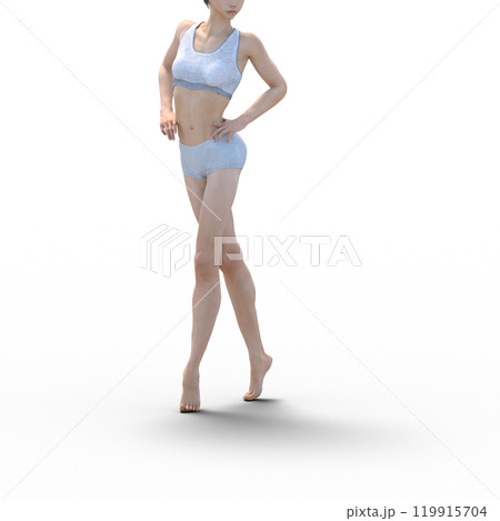 ポーズする白い水着の女性　CG 3DCG  119915704