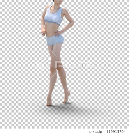 ポーズする白い水着の女性　CG 3DCG  119915704